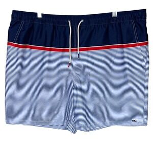 Vineyard Vines Navy, White & Red Striped Swim Trunks